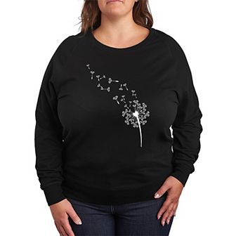 Plus Size Dandelion Seeds French Terry Long Sleeve Tee
