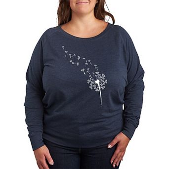 Plus Size Dandelion Seeds French Terry Long Sleeve Tee
