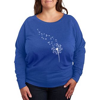 Plus Size Dandelion Seeds French Terry Long Sleeve Tee