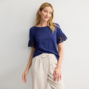 Petite Sonoma Goods For Life® Eyelet Flutter Sleeve Tee