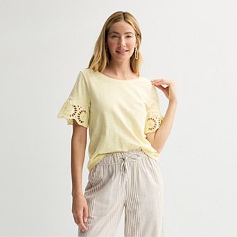 Petite Sonoma Goods For Life® Eyelet Flutter Sleeve Tee