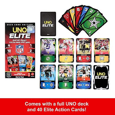 Mattel UNO Elite NFL Card Game 2025 Core Edition Starter Pack with Booster Packs