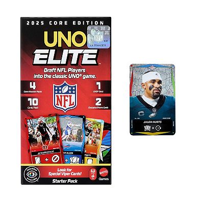 Mattel UNO Elite NFL Card Game 2025 Core Edition Starter Pack with Booster Packs