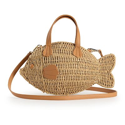 LC Lauren Conrad Wicker Fish Bag
