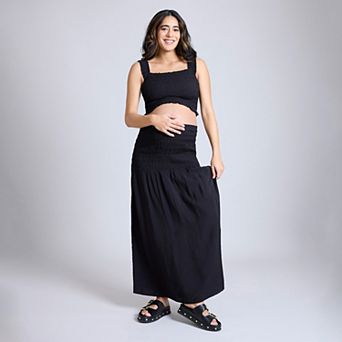Maternity Motherhood® 2 pc Smocked Crop Top & Maxi Skirt Set