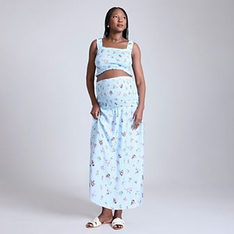 Maternity Motherhood® 2 pc Smocked Crop Top & Maxi Skirt Set