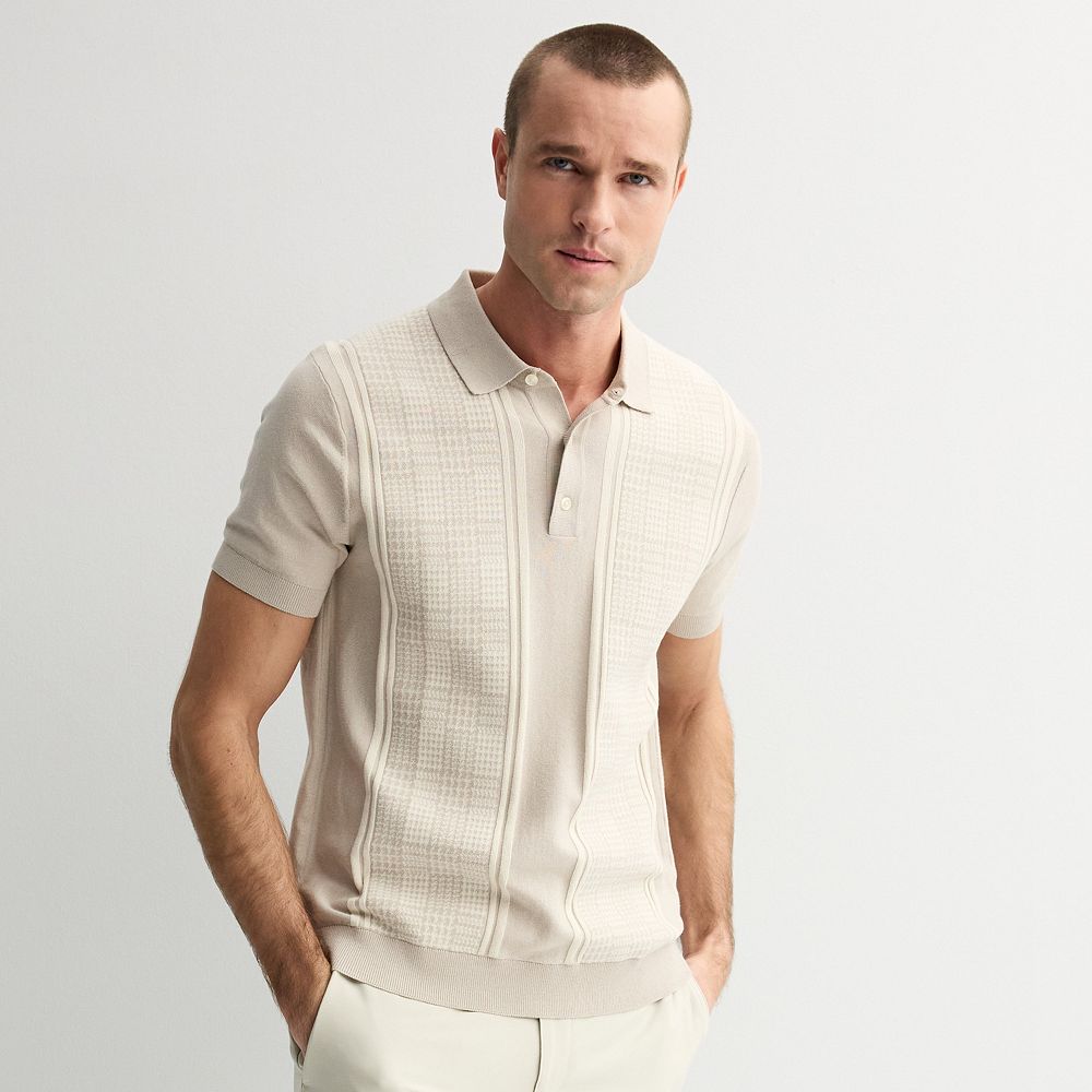 トップス HUF ONE STAR HOUNDSTOOTH POLO SWEATER Cashmere Short-sleeve Sweater-polo In Houndstooth For Men | J.Crew