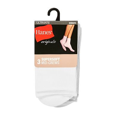Women's Hanes® 3-pk. Super Soft Cushioned Crew Socks
