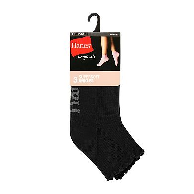 Women's Hanes® 3-pk. Super Soft Lightweight Ankle Socks