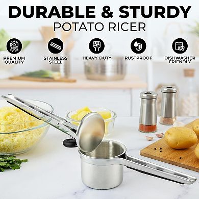 Zulay Kitchen Heavy Duty Stainless Steel Potato Ricer - 2 Discs