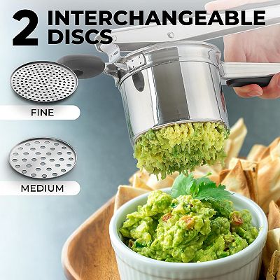 Stainless Steel Potato Ricer Manual Masher Strainer Press Mash Kitchen Gadget Tool With 3 Interchangeable Ricing Discs For Potatoes Fruits Vegetables Juicer