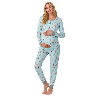 Maternity Cuddl Duds® Cozy Long Sleeve Henley Pajama Top & Jogger Pajama Bottom Set