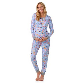Maternity Cuddl Duds® Cozy Long Sleeve Henley Pajama Top & Jogger Pajama Bottom Set
