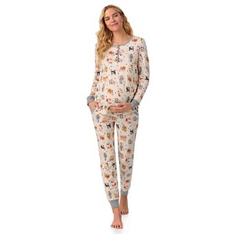 Maternity Cuddl Duds® Cozy Long Sleeve Henley Pajama Top & Jogger Pajama Bottom Set