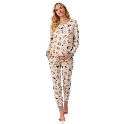 Maternity Cuddl Duds® Cozy Long Sleeve Henley Pajama Top Jogger Pajama  Bottom Set