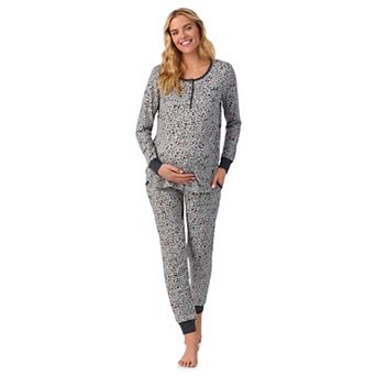 Maternity Cuddl Duds® Cozy Long Sleeve Henley Pajama Top & Jogger Pajama Bottom Set