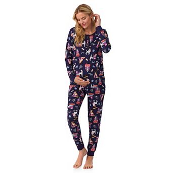 Maternity Cuddl Duds® Cozy Long Sleeve Henley Pajama Top & Jogger Pajama Bottom Set
