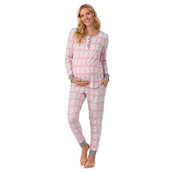 Maternity Cuddl Duds® Cozy Long Sleeve Henley Pajama Top & Jogger Pajama Bottom Set