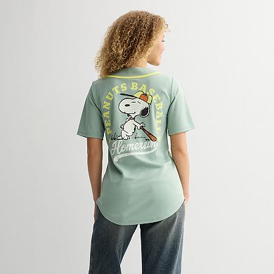 Juniors Peanuts Snoopy & Charlie Brown Graphic Baseball Jersey