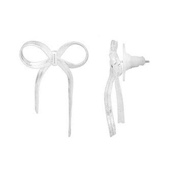 LC Lauren Conrad Silver Tone Statement Bow Stud Earrings
