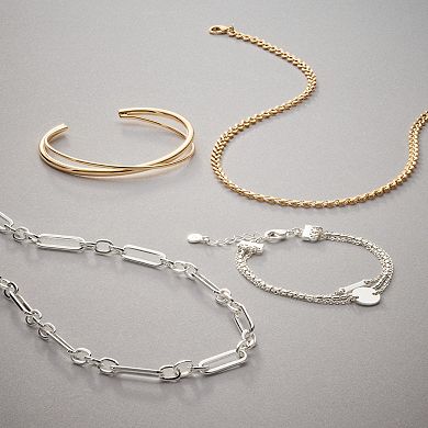 LC Lauren Conrad Silver Multistrand Disc & Chain Bracelet