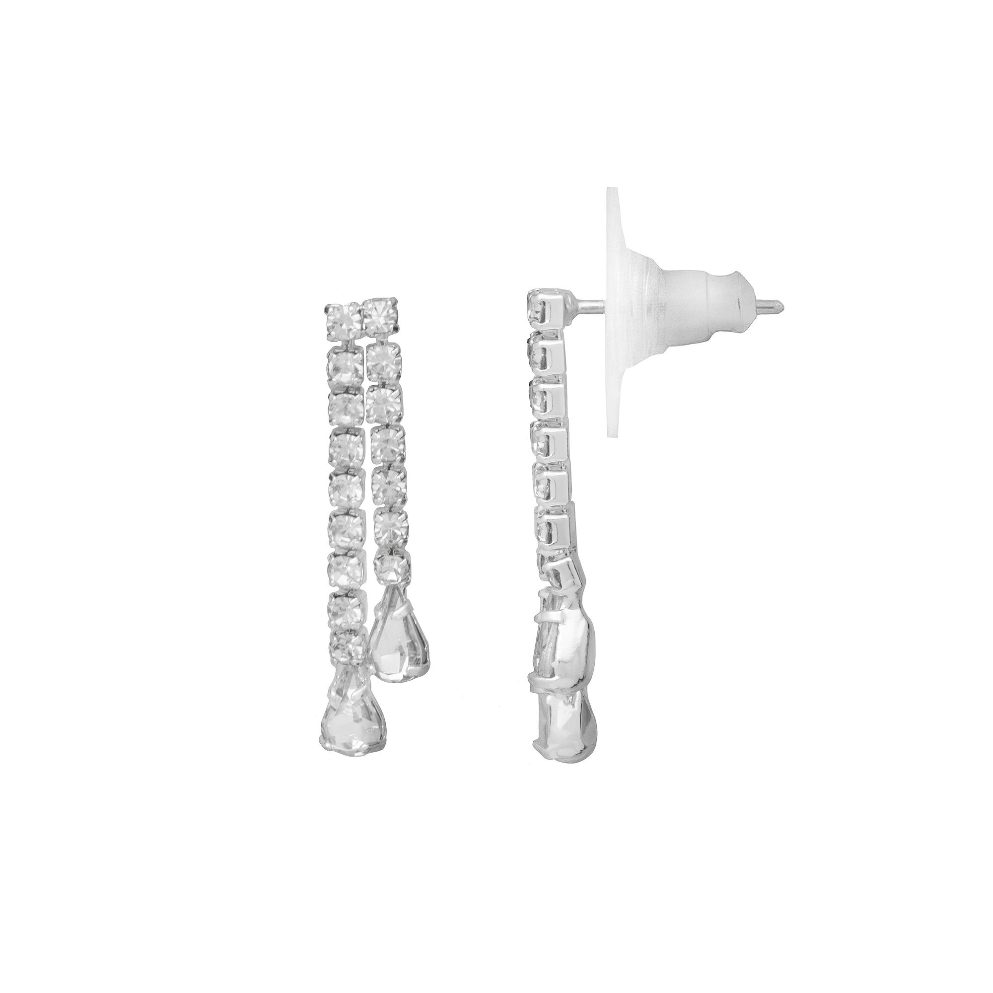 LC Lauren Conrad Two Tone Stone Drop Earrings, Womens, Clear