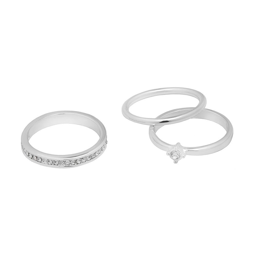 LC Lauren Conrad Silver Tone Studded Stackable Ring Trio Set