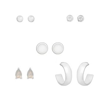 LC Lauren Conrad Gold Tone Simulated Opal 5-pair Earring Set