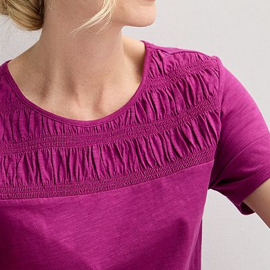 Women's Croft & Barrow® Smocked Crewneck Tee