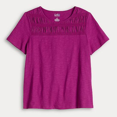 Women's Croft & Barrow® Smocked Crewneck Tee
