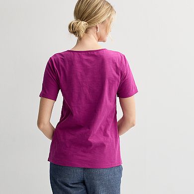 Women's Croft & Barrow® Smocked Crewneck Tee