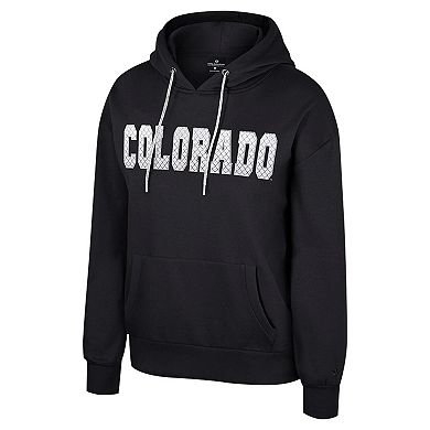 Women's Colosseum Black Colorado Buffaloes Reflection Rhinestone Drawcord Pullover Hoodie