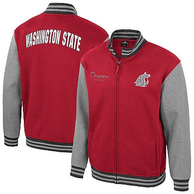 Men's Colosseum Crimson Washington State Cougars Ambi-Turner Full-Zip Varsity Jacket