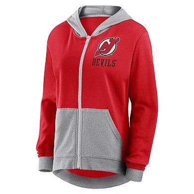 Women's Red New Jersey Devils Hit It French Terry Full-Zip Hoodie