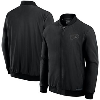 Men's Fanatics Black Philadelphia Flyers Authentic Pro Road Full-Zip Bomber Jacket