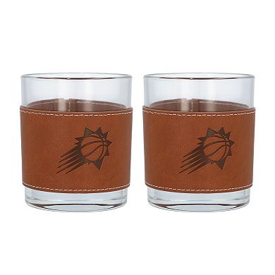 Phoenix Suns 2-Pack 12oz Rocks Glass with Leather Wrap