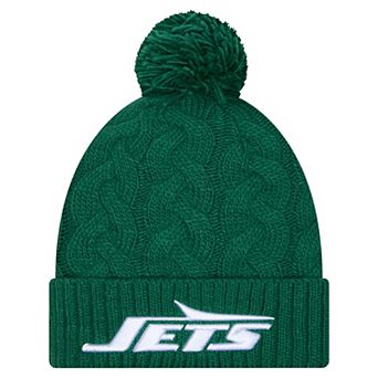 Women's New Era Green New York Jets Cable Cuffed Knit Hat with Pom