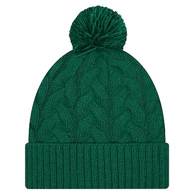 Women's New Era Green New York Jets Cable Cuffed Knit Hat with Pom