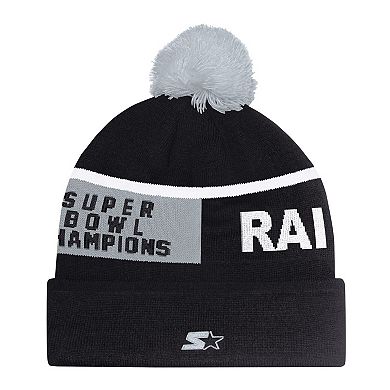 Unisex Starter Black Las Vegas Raiders Chyron Cuffed Knit Hat with Pom