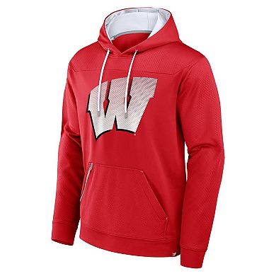 Men's Fanatics Red Wisconsin Badgers Defender Dot Faded Primary Pullover Hoodie