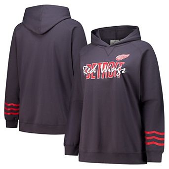 Women's Fanatics Charcoal Detroit Red Wings Plus Size Lightweight Fleece Pullover Hoodie