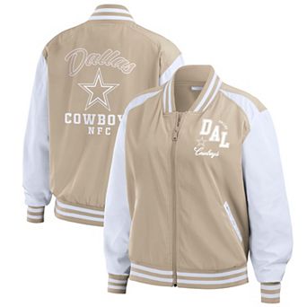 Women's WEAR by Erin Andrews Tan Dallas Cowboys Tonal Full-Zip Bomber Jacket Tonal Full-Zip Bomber Jacket