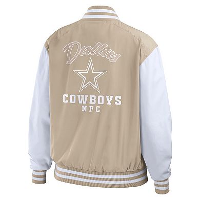 Women's WEAR by Erin Andrews Tan Dallas Cowboys Tonal Full-Zip Bomber Jacket Tonal Full-Zip Bomber Jacket