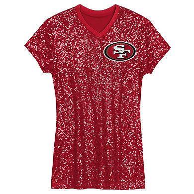 Girls Youth Christian McCaffrey Scarlet San Francisco 49ers Sequin Player Name & Number V-Neck Dress