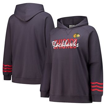 Women's Fanatics Charcoal Chicago Blackhawks Plus Size Lightweight Fleece Pullover Hoodie