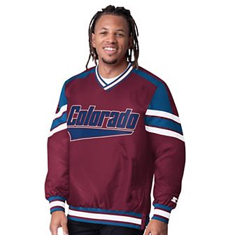 Men's Starter Burgundy Colorado Avalanche Reliver I V-Neck Pullover Sweatshirt