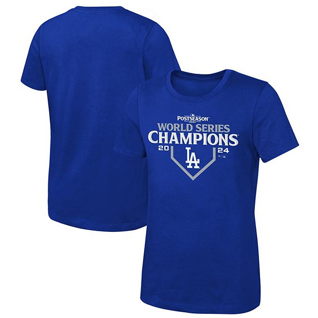 Girls Youth Fanatics Royal Los Angeles Dodgers 2024 World Series Champions Official T Shirt