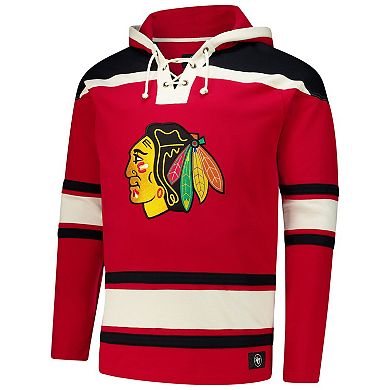 Men's '47 Connor Bedard Red Chicago Blackhawks Big & Tall Lace-up Pullover Hoodie