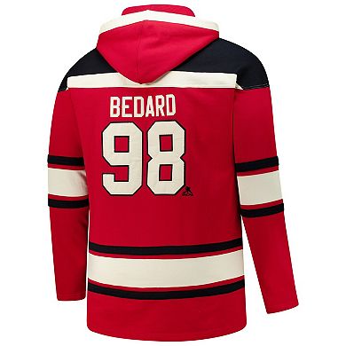 Men's '47 Connor Bedard Red Chicago Blackhawks Big & Tall Lace-up Pullover Hoodie
