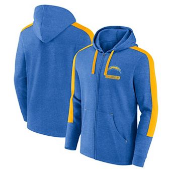 Men's Fanatics Heather Powder Blue Los Angeles Chargers Gains Full-Zip Hoodie